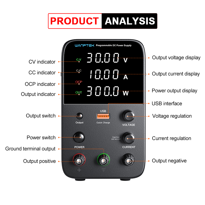 Wanptek – alimentation cc Prog - Programmable Dc Power Supply 30V 10A avis et prix